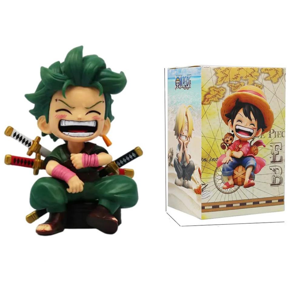 13.5 Cm Peripheral Series One Piece Luffy Solon Sanji Q-Version Sitting Posture Childrens Model Figurine Toy Gift Collectibles