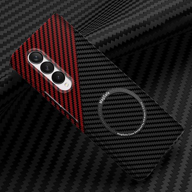 Роскошный магнитный чехол Macsafe из углеродного волокна для Magsafe Samsung Galaxy Z Fold 4 3 2 Z Flip 4 3 Zfold Fold4 Fold3 Mac Safe Cover