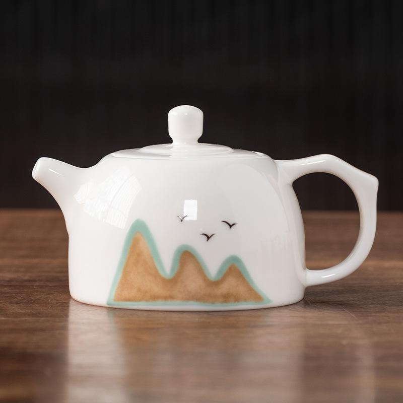 Чайник луч один горшок и две чашки жирный нефрит фарфор легкая роскошь набор для чая кунг-фу чашка Куайкэ высококлассная парчовая коробка подарочная коробка