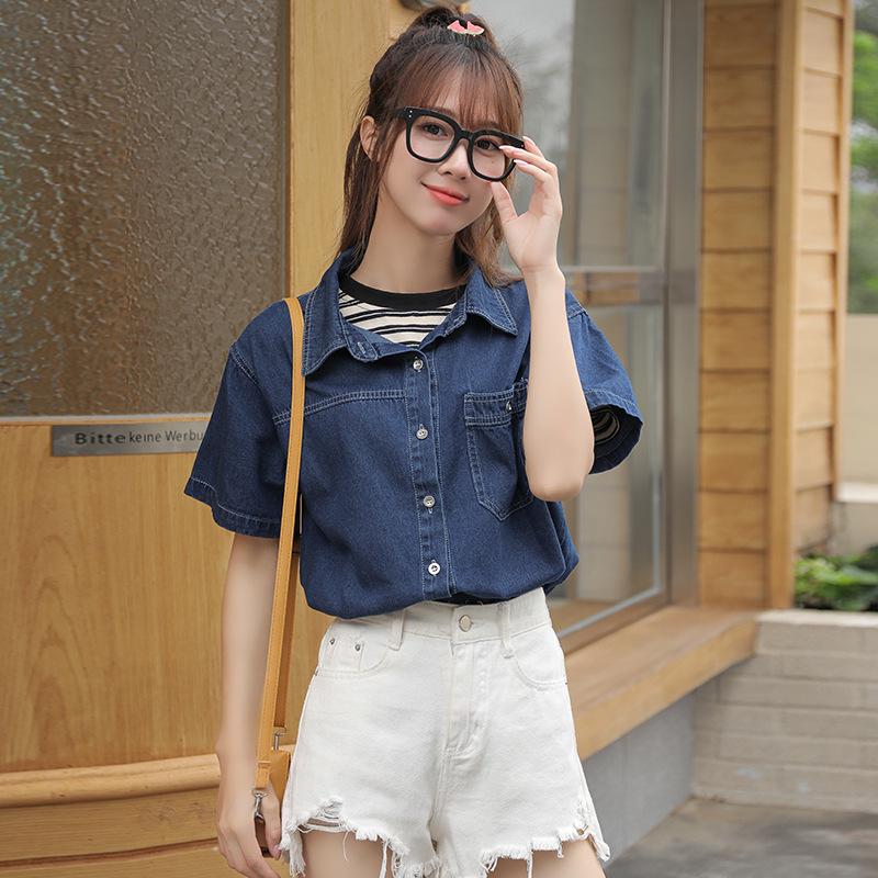 Women's Short Sleeve Thin Denim Shirt - Spring/Summer 2026 New Arrival, Layering Top with Niche Design.