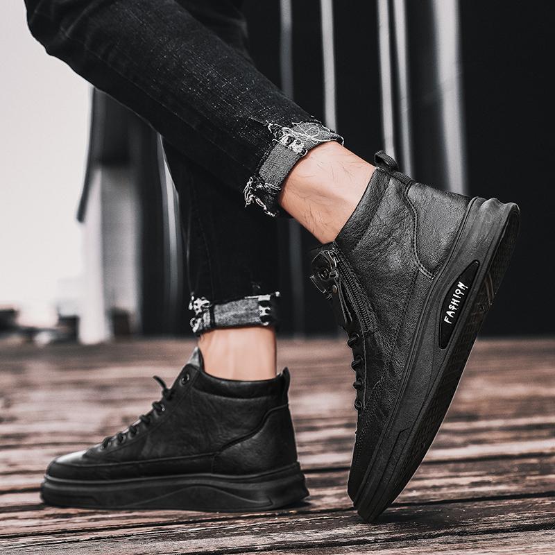 Men's Casual LU Leather Sports Shoes All-Match Wear-Resistant Men's Shoes Fashion High Top Skateboarding Shoes for Men Leisure Shoes