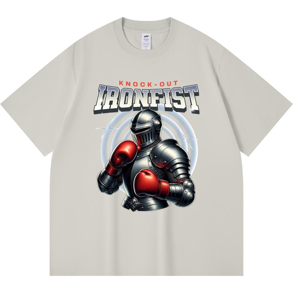 Футболка из 100% хлопка плотностью 230 г/м2 с принтом Ironfist, забавная футболка из чесаного хлопка в стиле Харадзюку