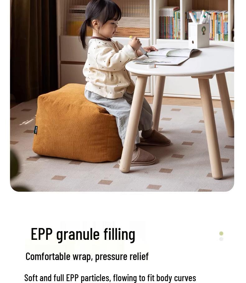 Corduroy Footstool: Removable Cushion, Washable, Perfect for Small Apartment Entrances.