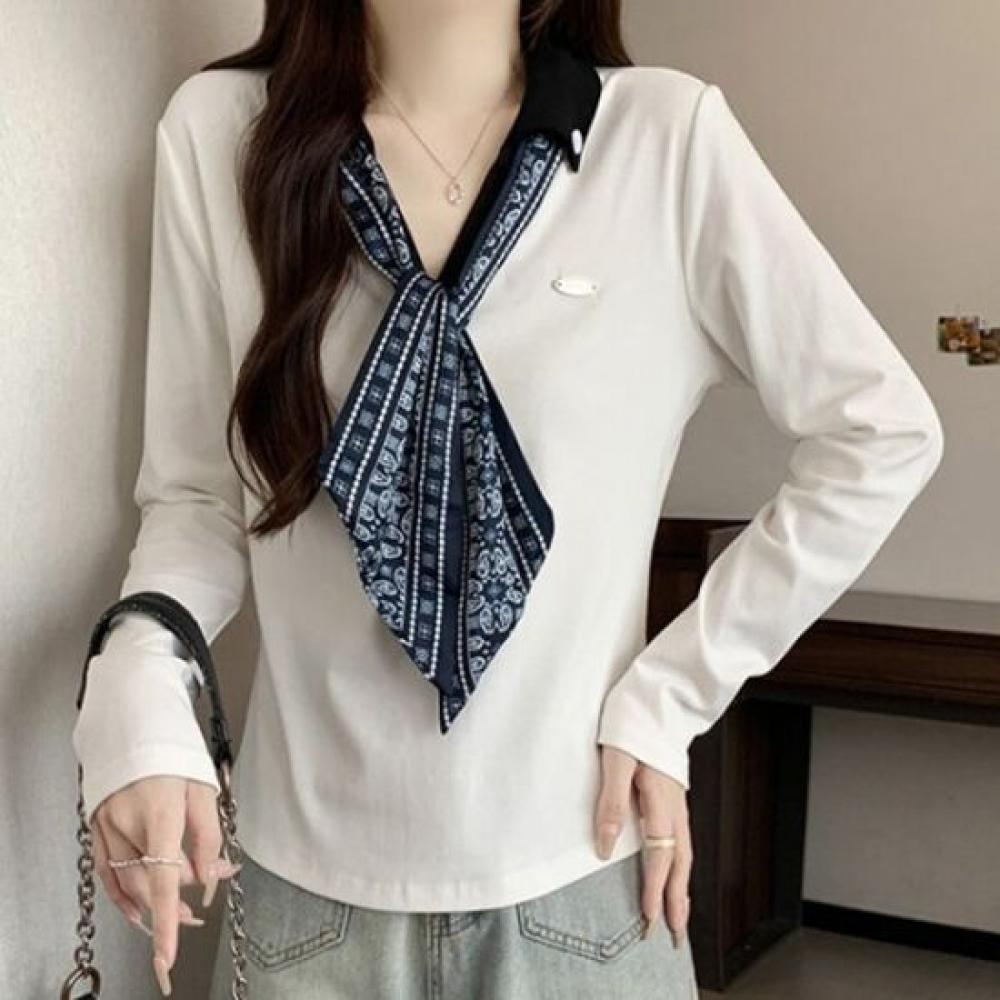 Navava Women Daily STylish Scarf Collar Neck Long Sleeve T shirT nT3276