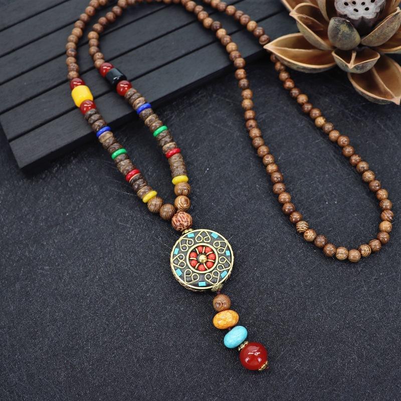 Nepalese Style Retro Long Necklace Men's and Women's Simple Tibetan Pendant Literary and Versatile Sweater Chain Accessories