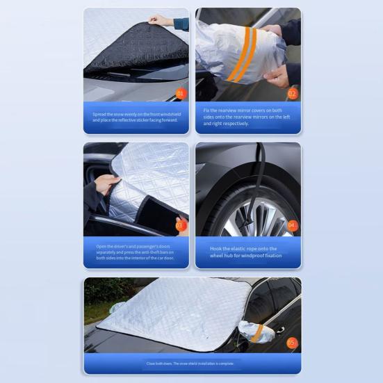 Магнитный чехол на лобовое стекло от снега Утолщенный чехол-половина для защиты от мороза и снега Универсальная зимняя защита лобового стекла автомобиля для большинства автомобилей внедорожников