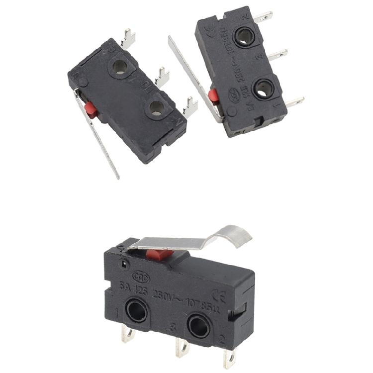 Black Housing Microswitch Assembly, KW11 KW12 Contact Button Control Unit with Metal Contacts and Rating Text Body