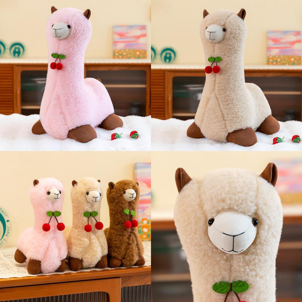 Милая плюшевая игрушка альпака, мягкая и приятная на ощупь, подарок, доступна в розовом, бежевом и коричневом цветах
