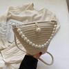 Straw Bag Fashion Pearl Crossbody Tote Holiday Beach Bag Woven Bag