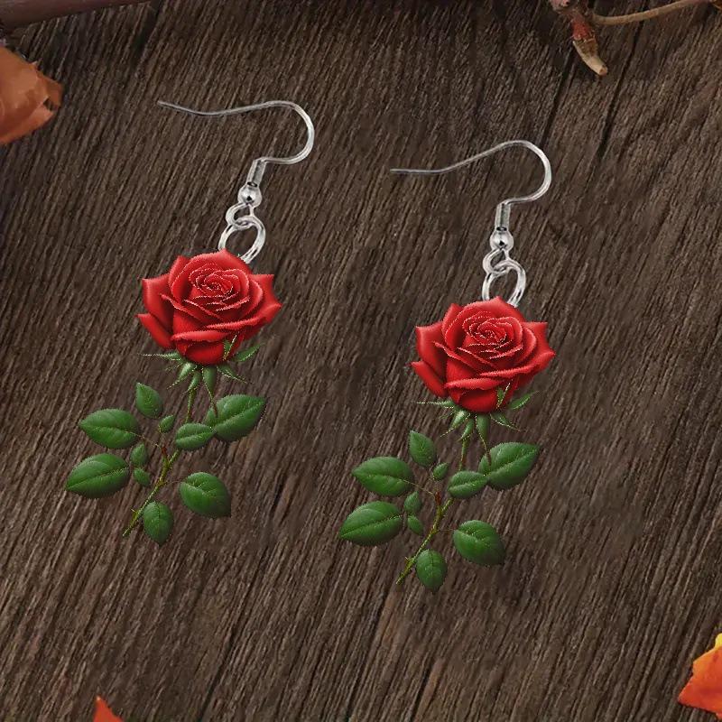 Модные серьги-шармы «Роза» для женщин