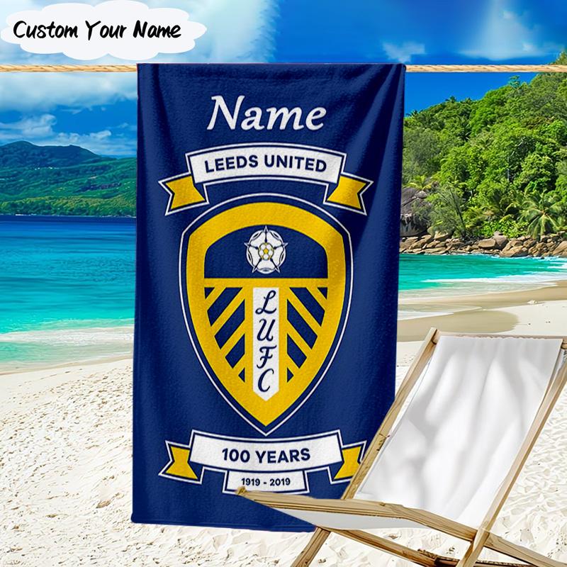 1PC Custom Name Beach Towel Leeds Crest Beach Towel, Suitable for Camping, Travel, Beach Accessories, Super Absorbent, Family Gift
