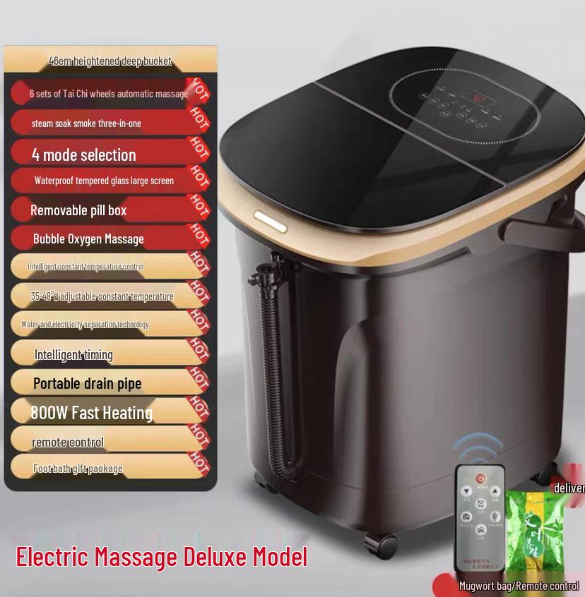 Chigo Space Gray Foot Spa Massager with Automatic Heating, Constant Temperature, Deep Basin, Calf-High Design, and Rollers.