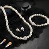 Womens Bride Wedding Set Faux Pearl Necklace Bracelet Earrings