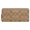 Coach Wallet F59267 59267 Khaki X Saddle Luxury Signature PVC Leather Slim Accordion Zip Around Ladies (Long Wallet) [Outlet Product] [Brand]