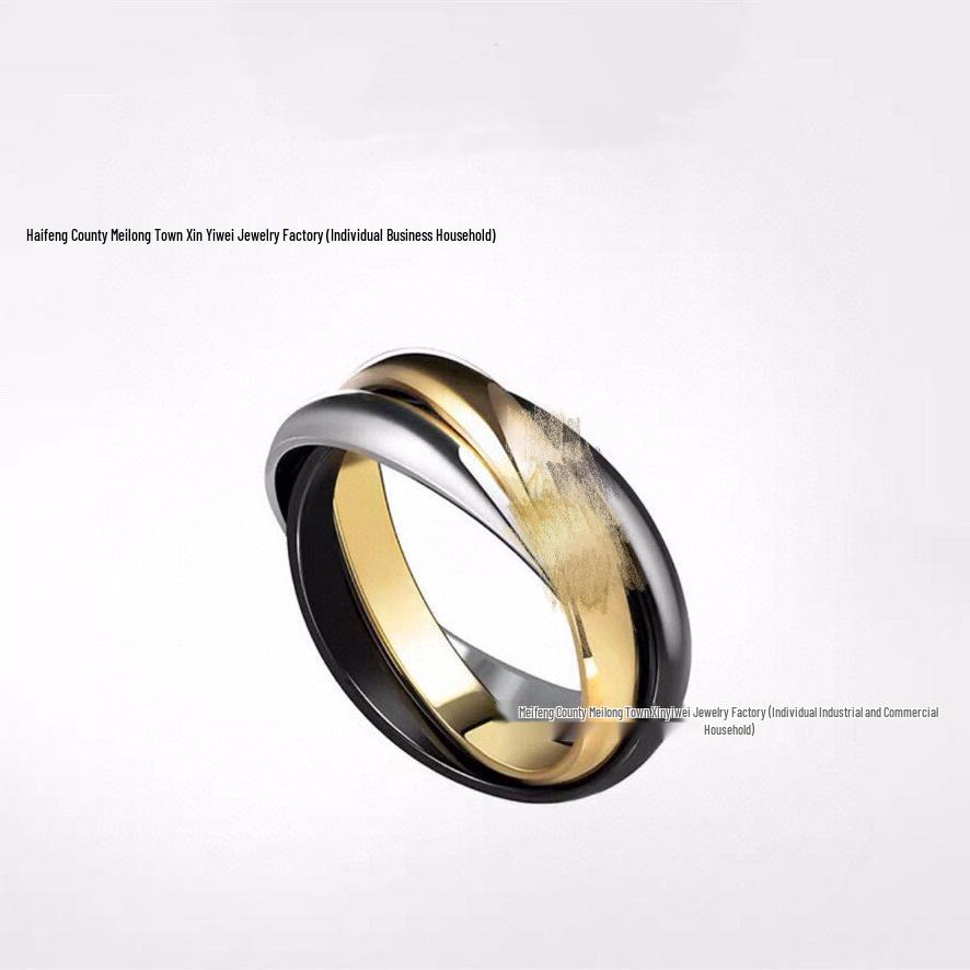 Tricolor High-End Classic Women's Personality Ring - Three-Ring Design for Couples, Xiaohongshu Inspired Style