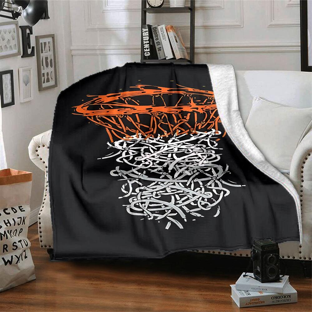 1pc Basketball Net Blanket, Lightweight Flannel Throw Blanket for Sofa, Bed, Travel, Camping, Living Room, Office, Couch081