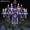Luxury Blue Crystal Ceiling Chandelier for Living Room Bedroom Decor Hanging Lamps Hotel Restaurant Cafe Lobby Pendant Light