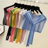 Summer Sun Collar with Shoulder Small Shawl Outside with Ice Silk Knitting All Tie Scarf Women's Short Neck Thin