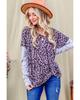 Azura Exchange Leopard Print Drop Shoulder Patchwork Sleeve Top