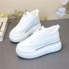 Fashion Platform Shoes All-Match Women's Leather Breathable White Shoes Invisible Height Increasing Insole Comfort and Casual Sneakers