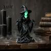 Luminous Faceless Witch Figurine Statue, Glow-in-The-Dark Ornament, Resin Desktop Mantel Display for Halloween Table Centerpiece Indoor Outdoor Decor