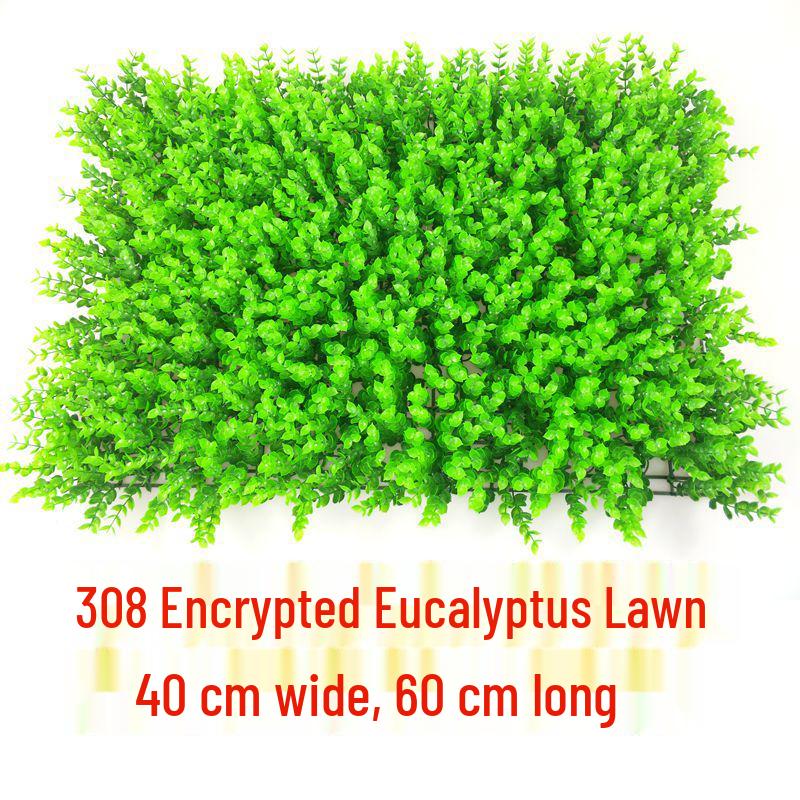 Eucalyptus Artificial Lawn Turf with 308 Dense Plant Heads for Green Wall Décor