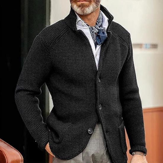 Мужское вязаное пальто с лацканами, длинными рукавами, свободного кроя, вязаная куртка с карманами, мягкая текстура, повседневное, однотонное