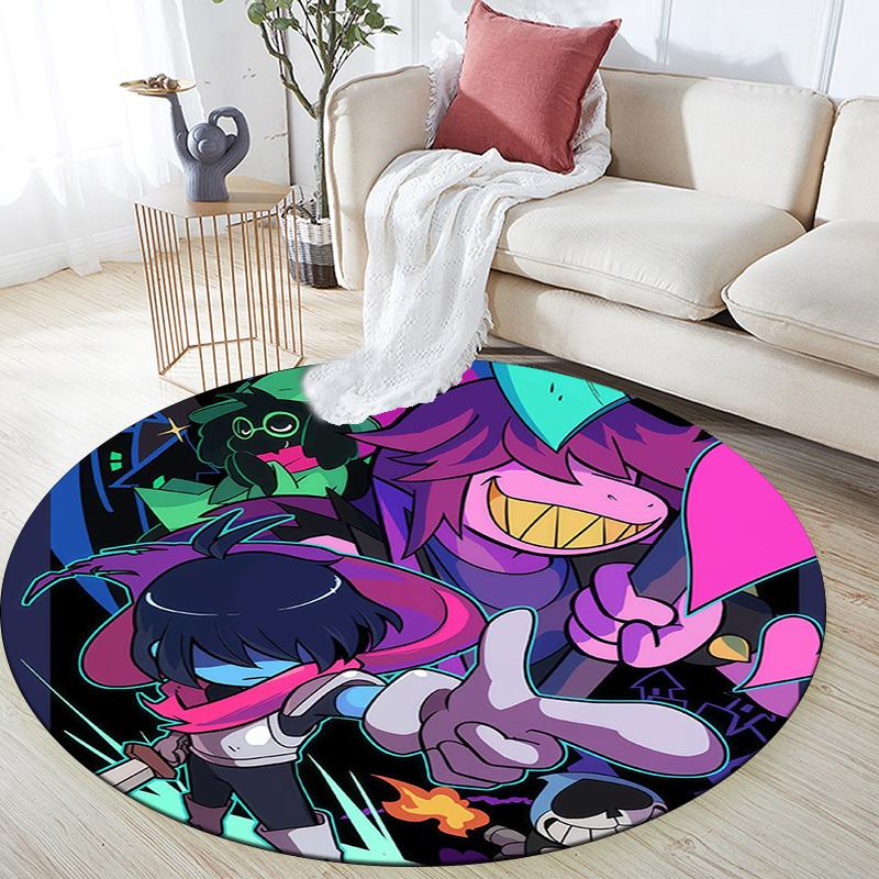 Deltarune Round Area Rug,Carpet Rug for Living Room Bedroom Sofa Playroom Decor,Non-slip Floor Mat