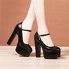Women High Heels Pointed Toe Lady Pumps Buckle Strap Platform15cm High Heel Shoes Women Shoes Large Size 33-43 Leather Shoes