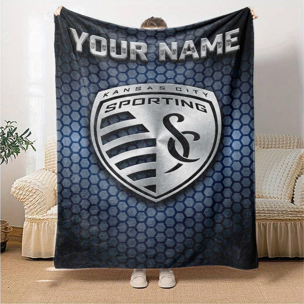 Name Custom Sporting Kansas City Print Flannel Blanket High Quality Warm Comfortable Cover for All Seasons Perfect for Gifts Home Decor