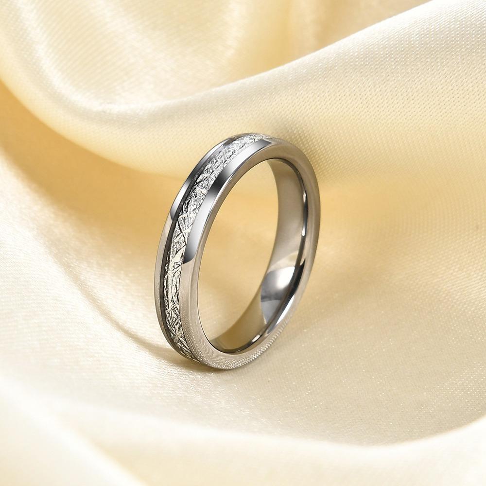 Кольцо из вольфрамовой стали с золотой сферой, 4 мм 6 мм шириной, с матовым узором метеорита