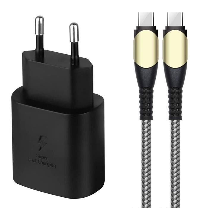 Chargeur Secteur Rapide 25W - Xiaomi - USB-C - Câble 60W - Compatible Redmi 9/10/12/13/14C - Noir