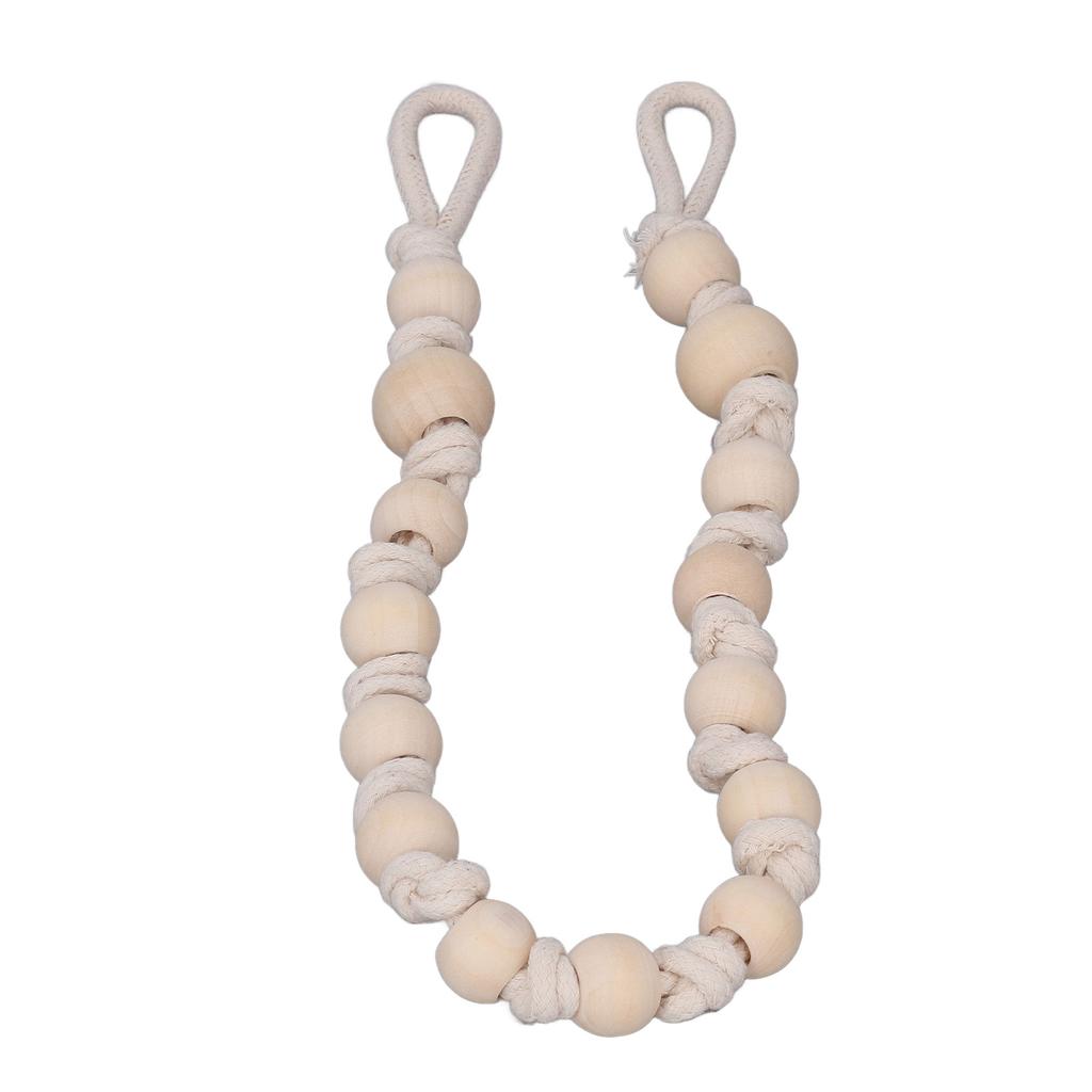 Boho Curtain Tiebacks Bohemian Style Durable Wood Rope Wide Application Curtain Holdbacks for Curtain Towel Paper Beige