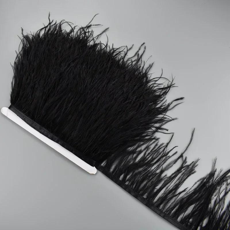 Feather1Meter Страусиные перья на ленте 10-15 см Белая перьевая бахрома-кисточки Отделка Боа Швейные принадлежности Аксессуары для одежды Свадьба