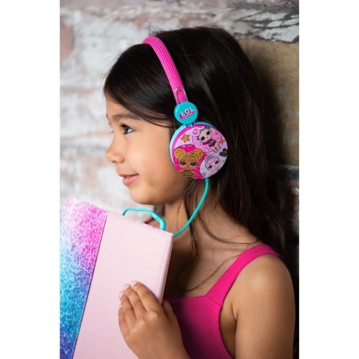 Casque Audio Enfant Kidsafe LOL Surprise! - Stéréo, Arceau Réglable, Prise Jack 3,5mm - Rose
