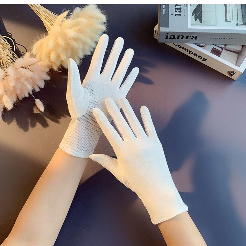 Five Fingers Gloves Cotton Solid Color Outdoor Mittens Women Driving Gloves Summer Sunscreen Gloves