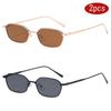 2pcs Fashion Small Polygon Sunglasses Women Colorful Lens Sun Glasses Lady Steampunk Metal Eyeglasses Vintage Gradient UV400