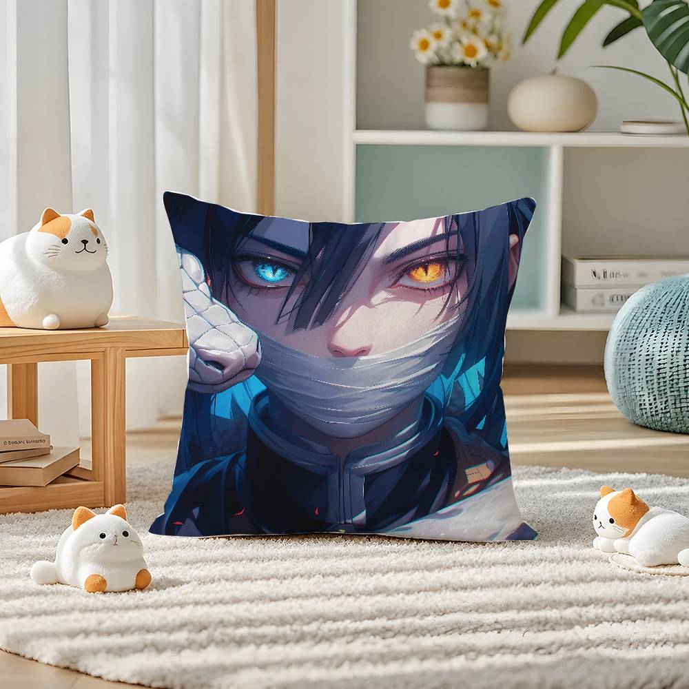 Demon Slayer Serpent Breathing Art Anime Plush Pillow Cover Soft Short Plush Cushion Cover For Sofa Bedroom Home Decor Gift