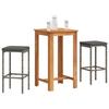 VidaXL 3-piece Garden Bar Set Grey Solid Acacia Wood Rattan, Outdoor Bar Table and Chairs, Set of 3295268