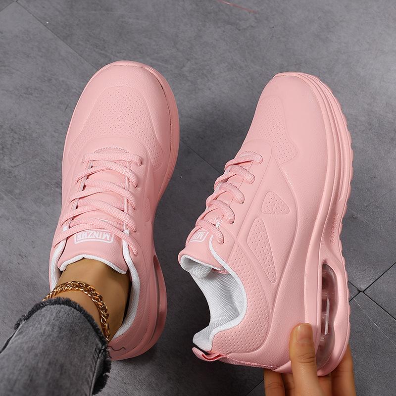 Женские модные кроссовки с воздушной подушкой, из ПУ кожи, для бега, противоскользящая уличная спортивная обувь, эластичные тренировочные кроссовки для зала