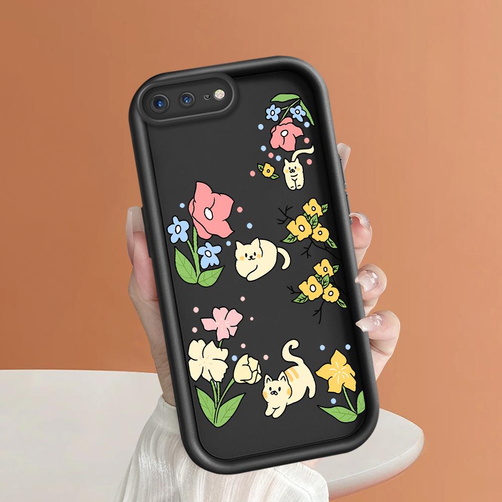 Чехол для телефона с рисунком мультяшного кота и цветов для iPhone Samsung Galaxy Xiaomi Redmi POCO HUAWEI Honor, противоударный резиновый мягкий гибкий чехол