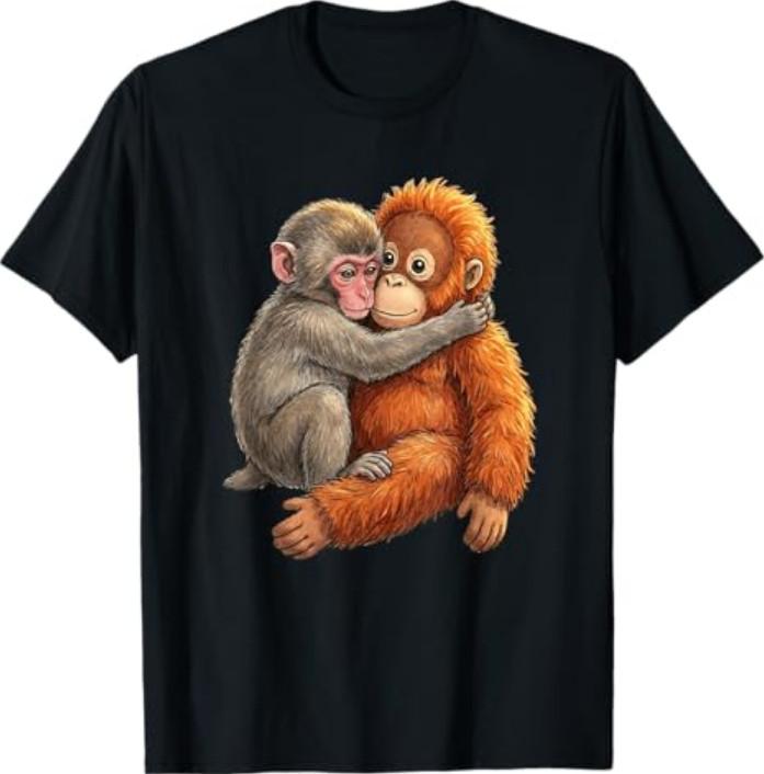 Плюшевая обезьянка макак, обнимающая, милая обезьянка, футболка Monkey Punch