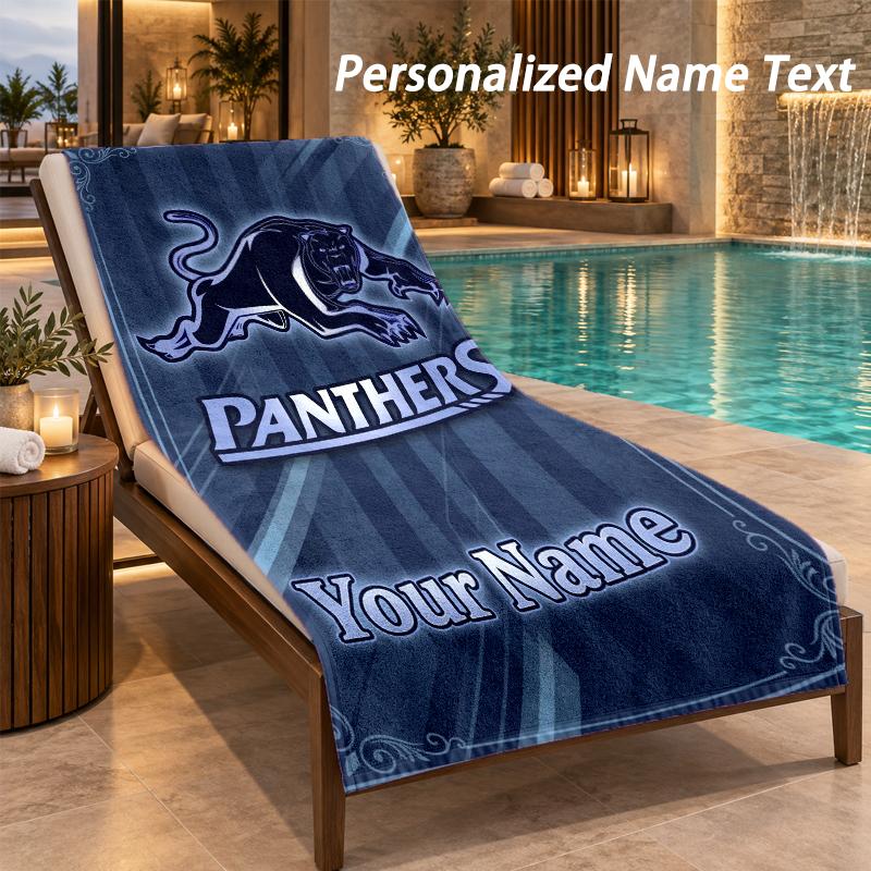 Custom Text Penrith Panthers Print Beach Towel Large Towel For Home Bathroom Beach