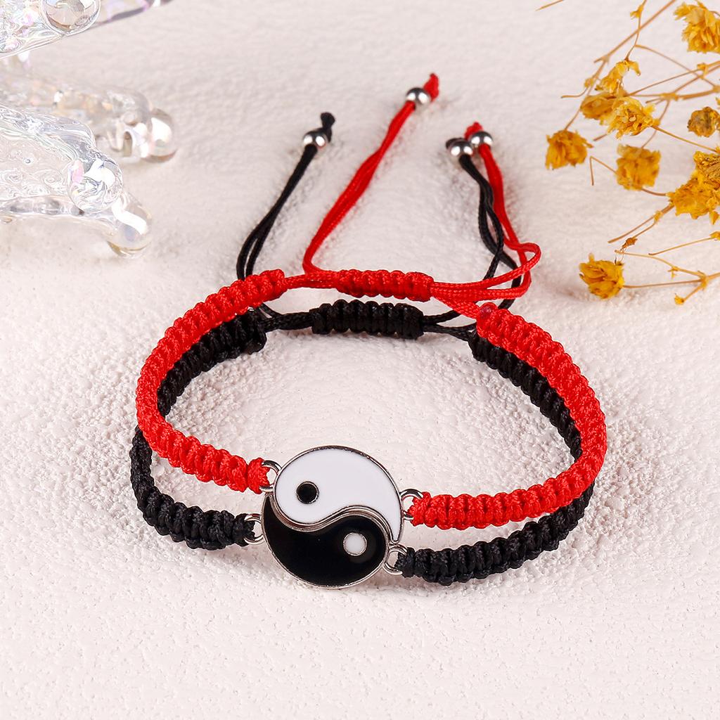 Набор браслетов «Черный и Тай-чи», стильный набор парных браслетов «Инь-Ян».