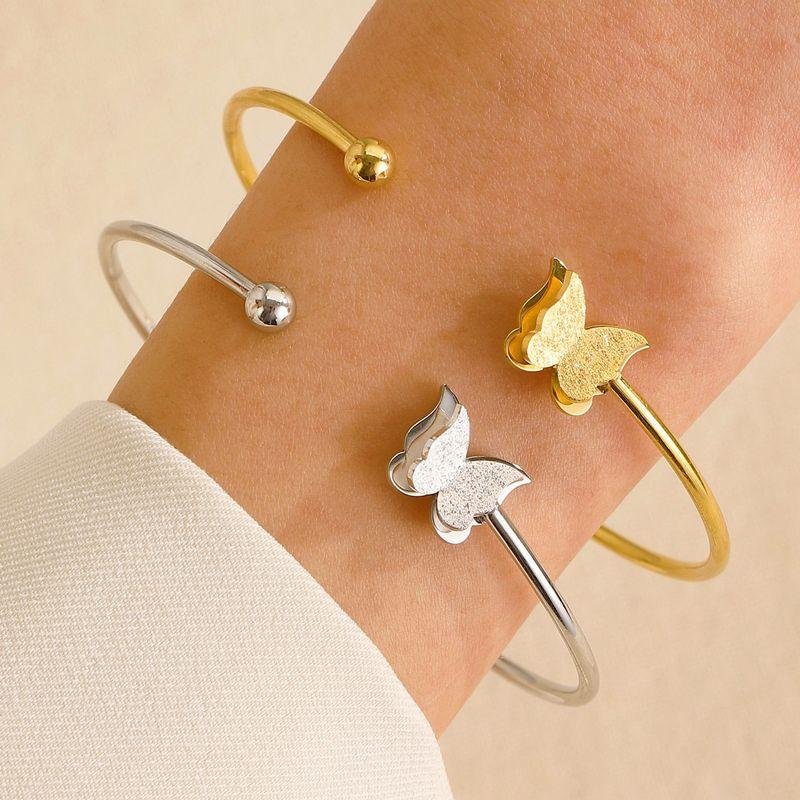 Cross-Border New Arrival Frosted Butterfly Bracelet Female Ins Style Fashion Minimalist Butterfly Open-End Bracelet Elegant Couples Bracelet