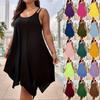 Women's Summer Fashion Solid Color Big Size Sleeveless Loose Irregular Dresses