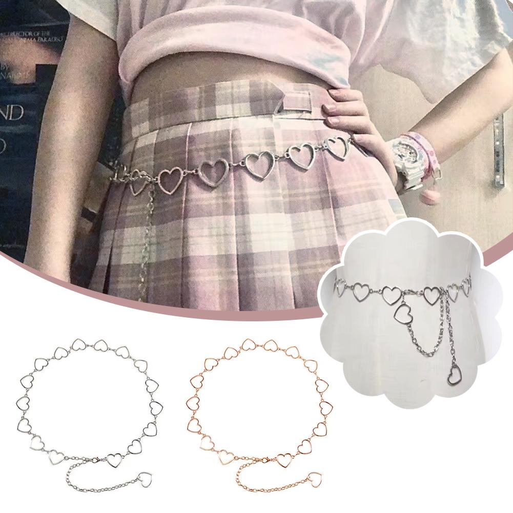Women's Metal Waist Chain Fashion Heart Versatile Personalized Women's Waist Waistband Chain Be F3C5
