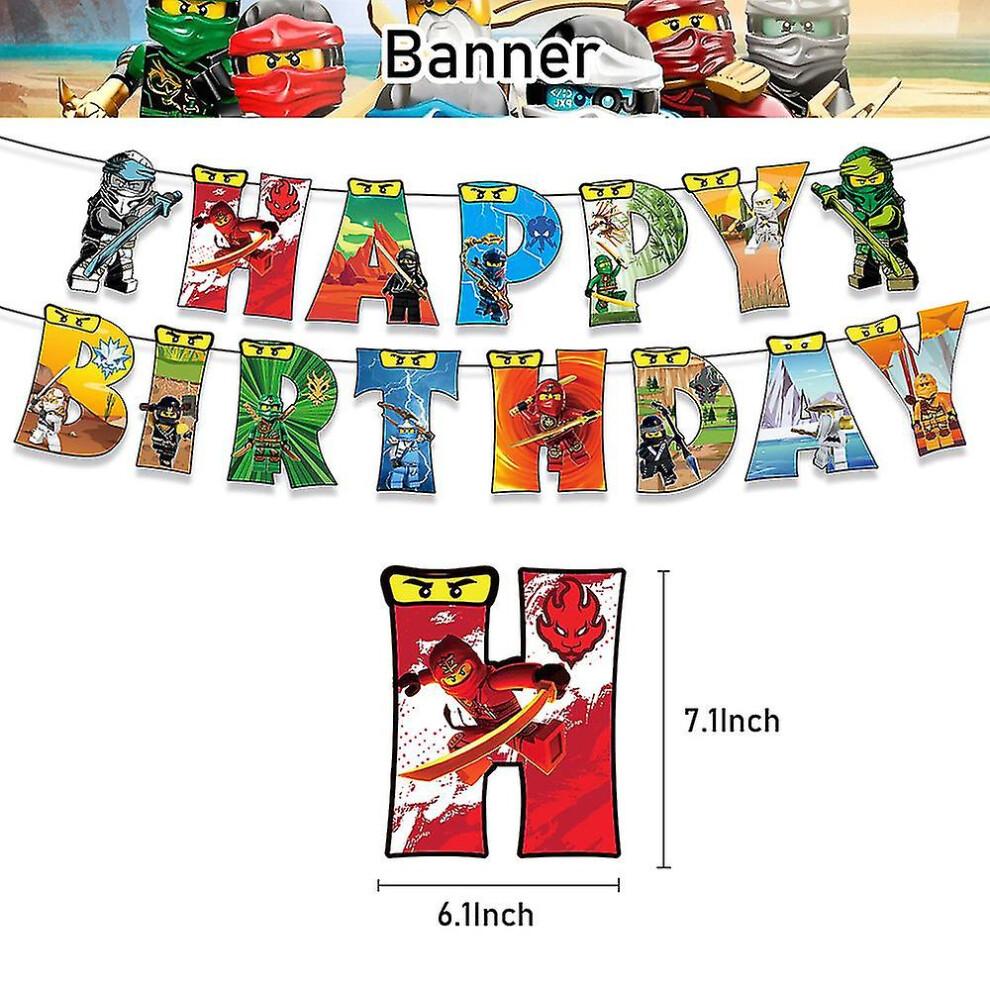 Ninjago Theme Kids Children Boys Fans Happy Birthday Party Decoration Decors Balloon Banner Cupcake Toppers Kit Set