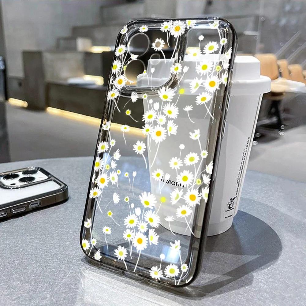 Модный чехол для телефона с цветами для iPhone 16 15 11 12 14 13 Pro Max Mini SE2 7 8 Plus Ударопрочный прозрачный силиконовый чехол Fundas