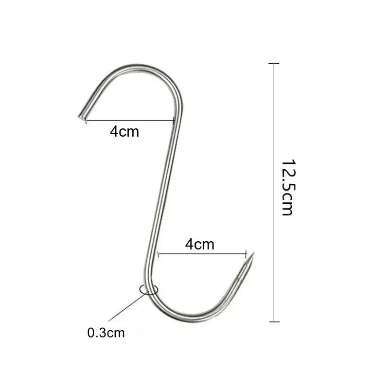 20pcs Heavy Duty S Shaped Butcher Hooks Sharp Tip Metal Hangers for Meat Sausages Hanging Home Grilling 